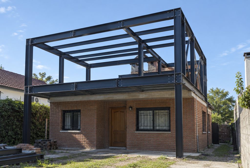 Estructura de hierro para ampliar una casa en planta alta
